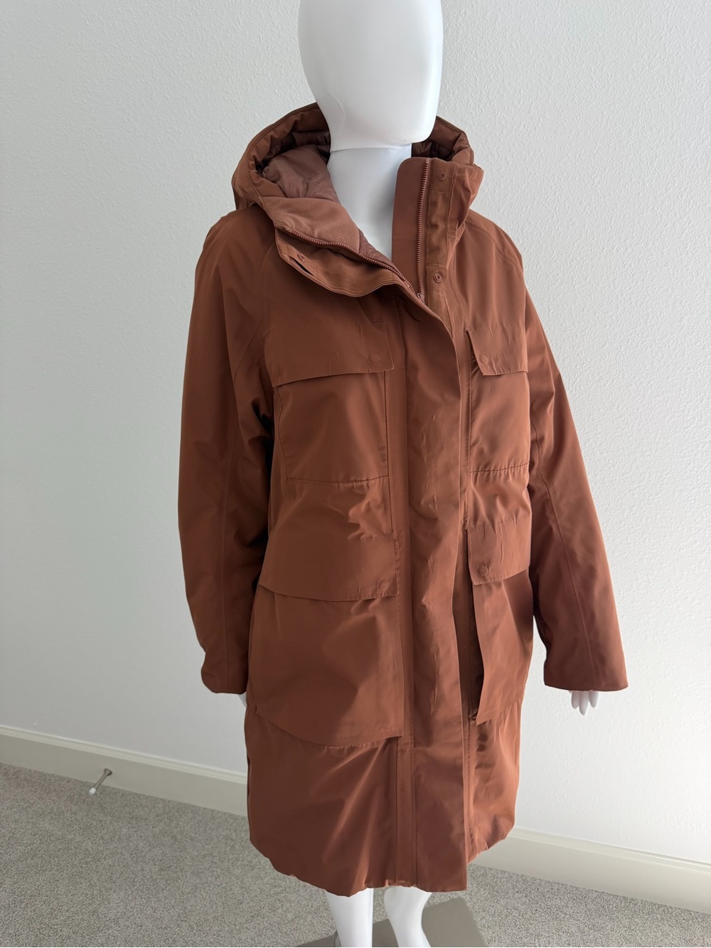 CALIA by Carrie Underwood Copper Rust Hooded Long Puffer Coat - Picture 8 of 11